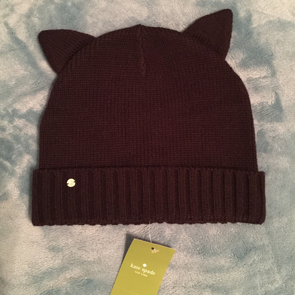 kate spade Black Cat Ear Beanie